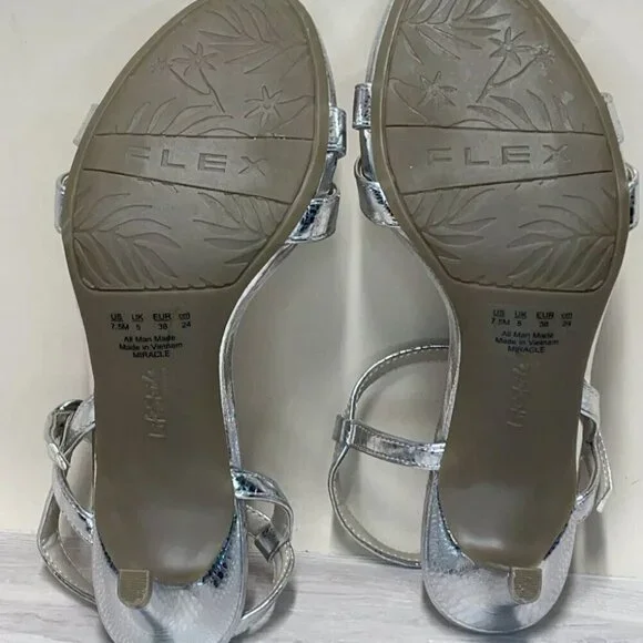 Life Stride Fab Flex Miracle Open Toe Metallic Faux Leather Sandal - Picture 6 of 9